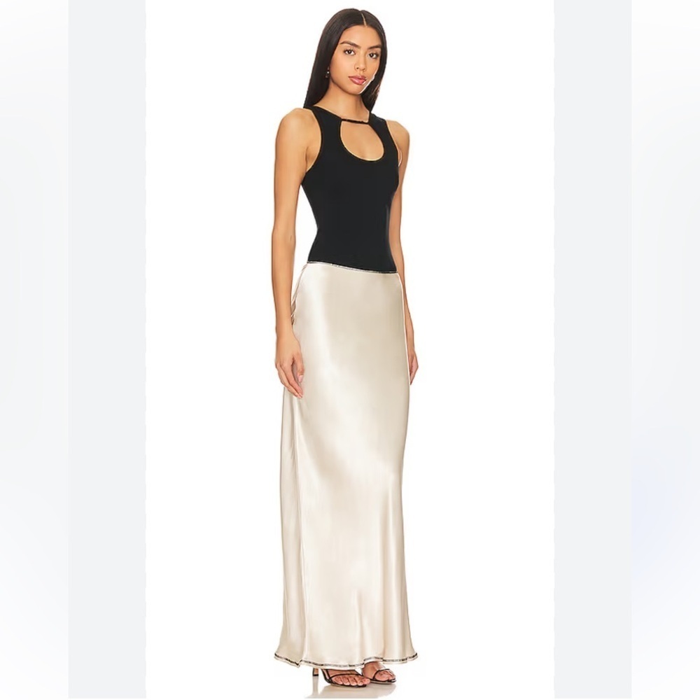 Bec & Bridge Ema maxi dress black oyster satin slip Revolve NWT $300 6